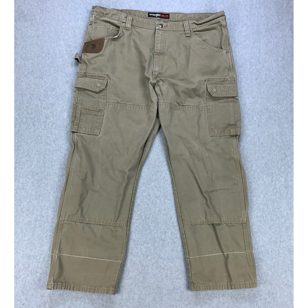 Wrangler Riggs Workwear Cargo Pants Mens 42x30 Brown Ripstop Utility Trousers